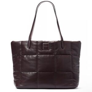 Victoria Secret Dark Brown Quilted Puffer Tote NWT!